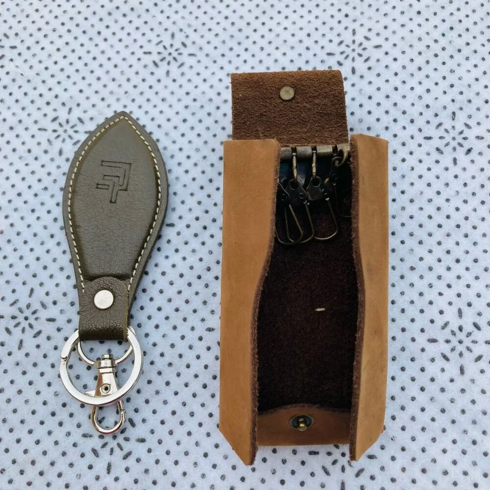 2 Leather Handmade Keys Holder Key Chain Genuine Leather Keychain New